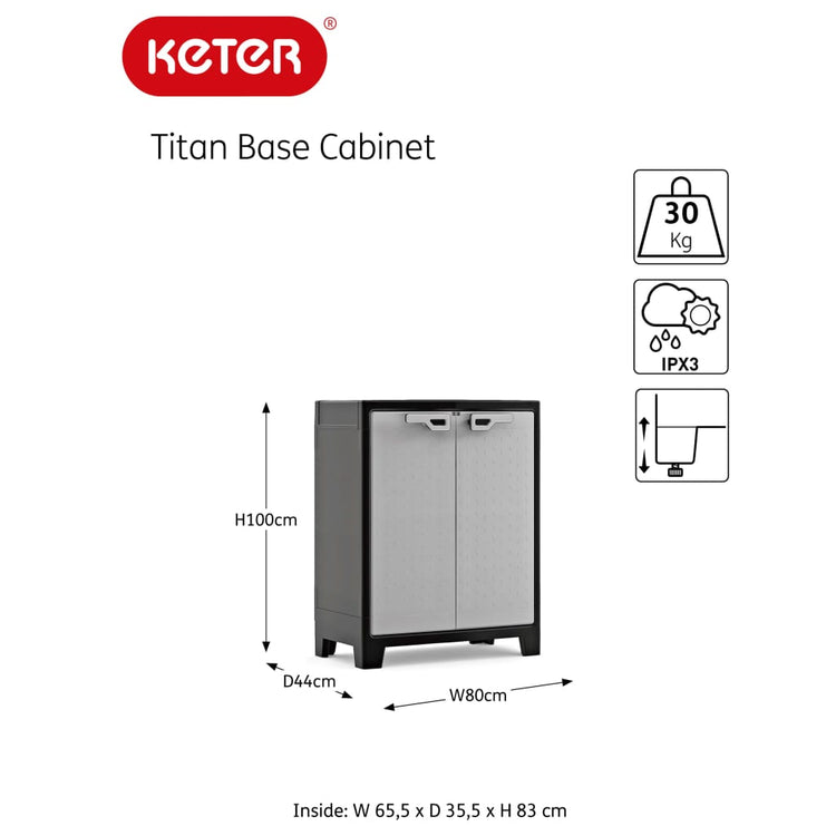 Keter Armadietto Basso Titan Nero e Grigio 100 cm 434759