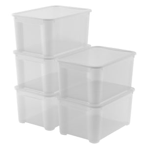 Set 5 Contenitori Rettangolari 55x39x28 cm in Plastica Keter T Box L Trasparente