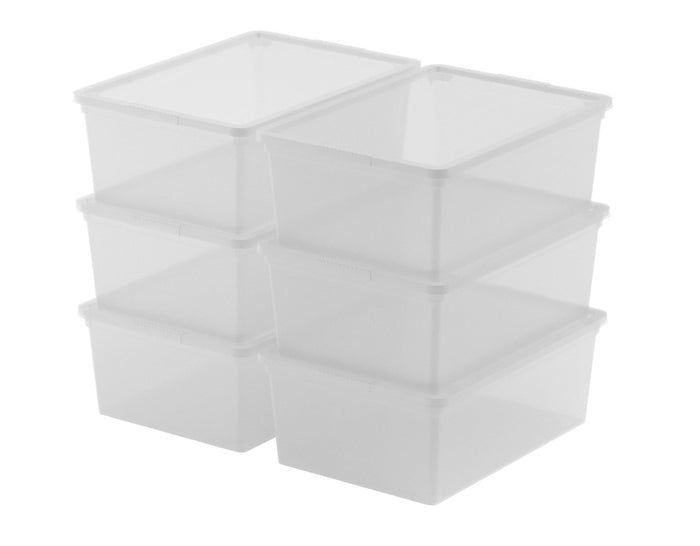 Set 6 Contenitori Rettangolari 37x26x14 cm in Plastica Keter C Box S Trasparente