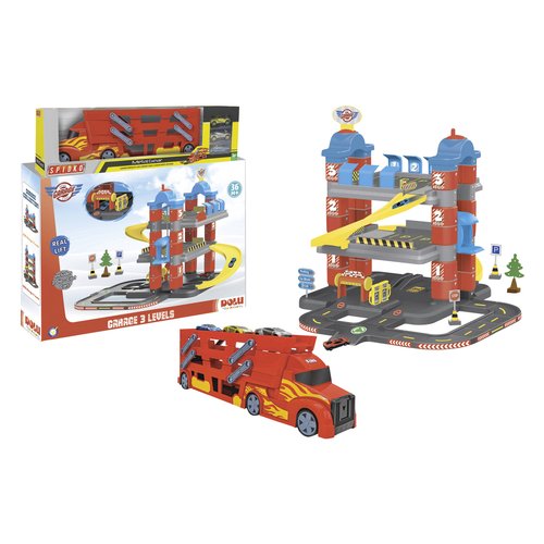 Playset globo 12144 spidko 3 piani con camion portauto