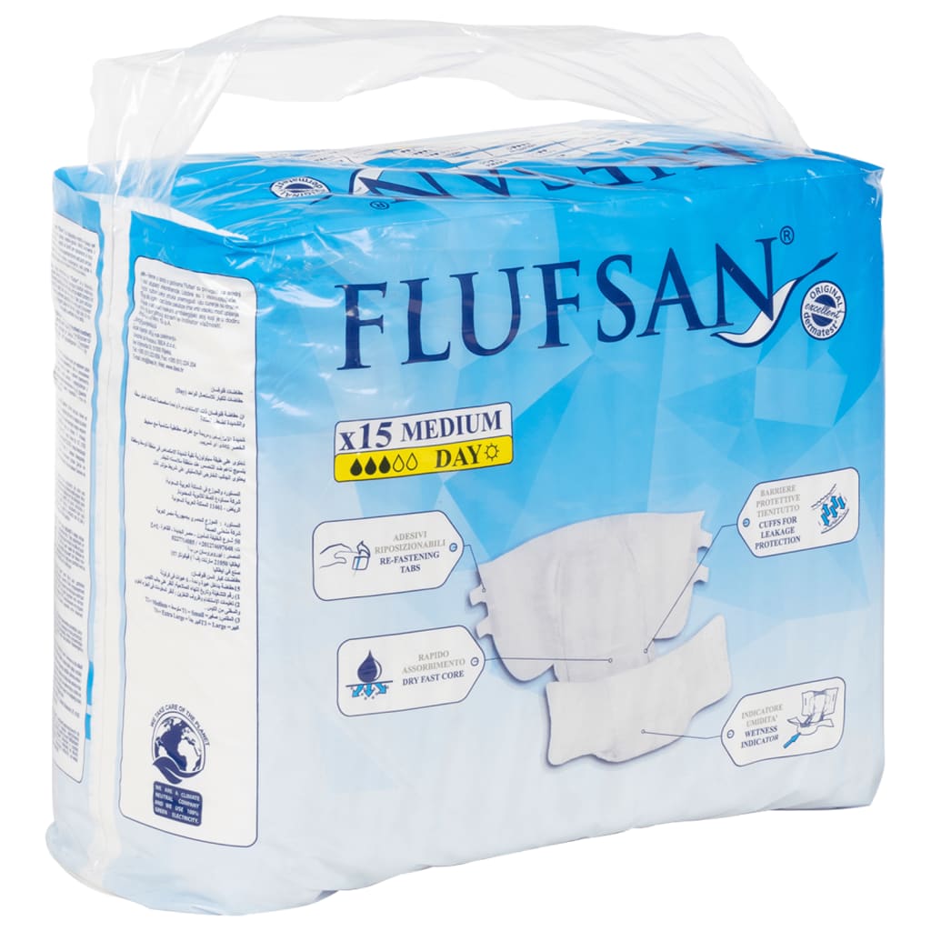 Flufsan Pannoloni per Adulti Usa e Getta 15 pz Taglia M 4008051