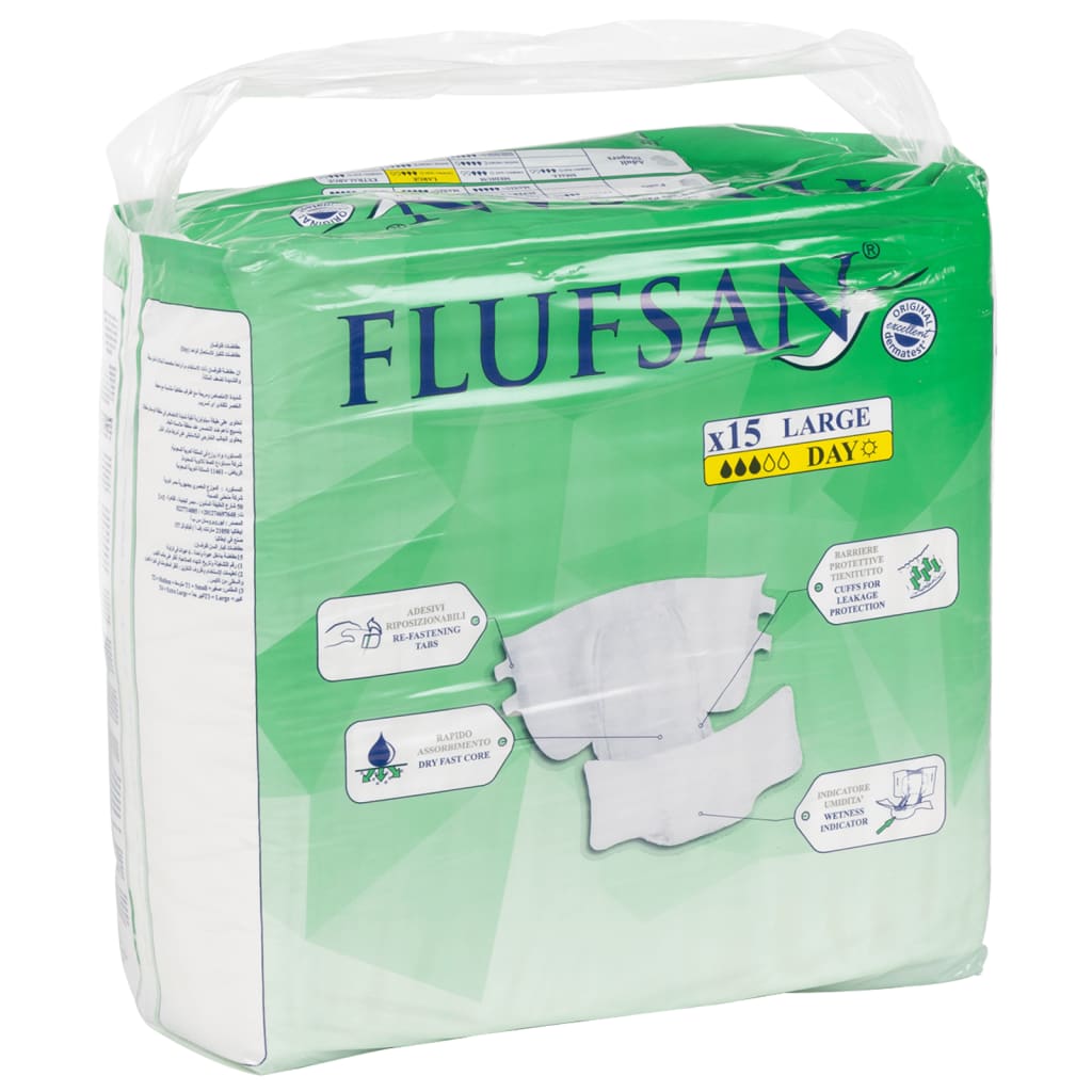 Flufsan Pannoloni per Adulti Usa e Getta 15 pz Taglia L 4008052