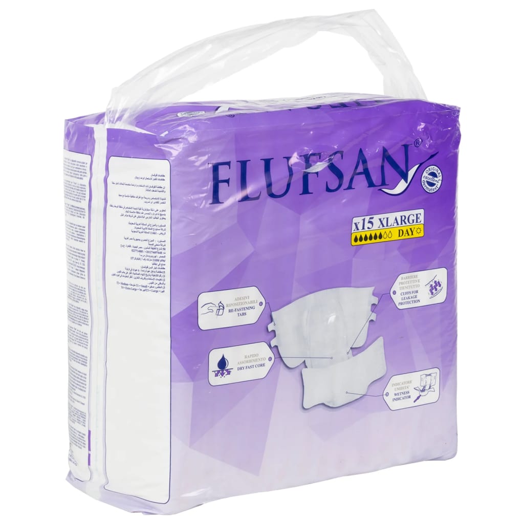 Flufsan Pannoloni per Adulti Usa e Getta 15 pz Taglia XL 4008053