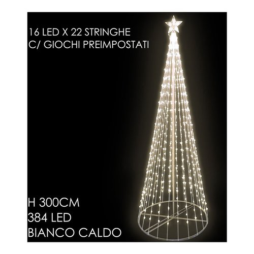 Albero natale general trade 450085 cono 3844 led con giochi luce bianc