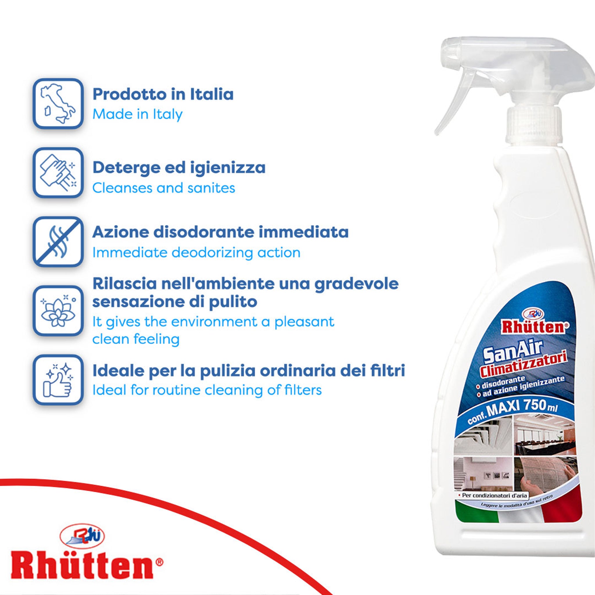 Rhutten Igienizzante Per Condizionatore Clima 750 Ml Climatizzazione San Air