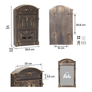 Cassetta Postale Stile Classico Alluminio Bronzo Arregui Residencia D-2151/B