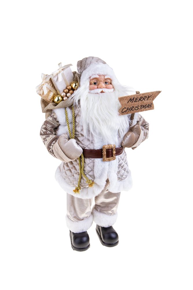 Pupazzo Babbo Natale con Bastone 45 cm in Tessuto e Plastica