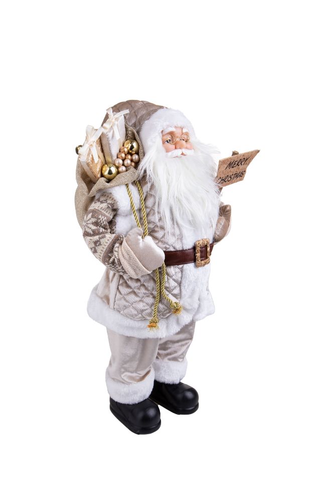 Pupazzo Babbo Natale con Bastone 45 cm in Tessuto e Plastica