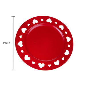 Set 6 Piatti Decorativi con Cuori ⌀ 33 cm in Plastica