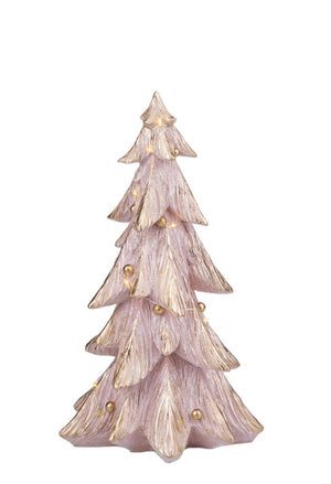 Mini Albero di Natale Decorativo con Led 29,5 cm Bianco Oro