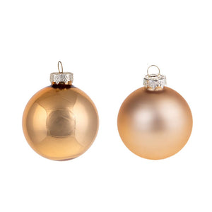 Set 24 Palle di Natale da Appendere ⌀ 4 cm in Vetro Champagne