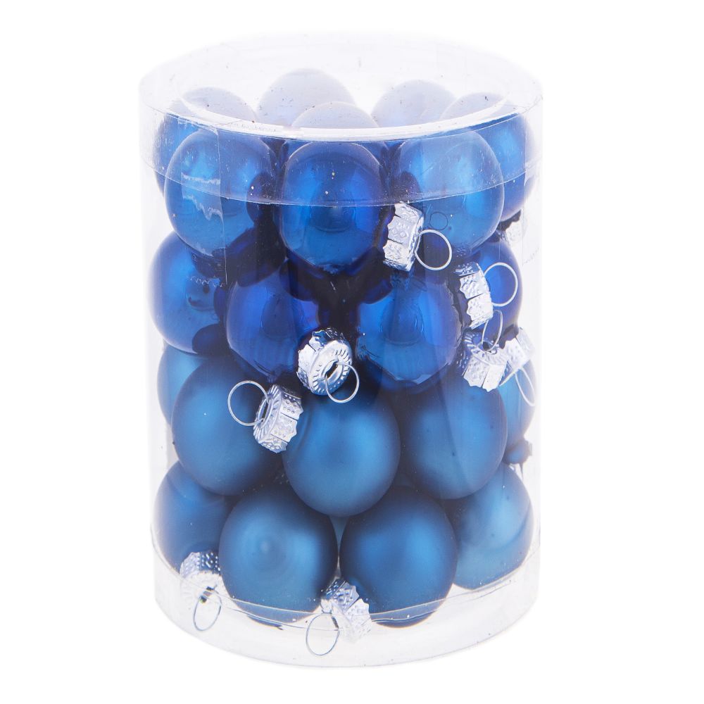 Set 24 Palle di Natale da Appendere ⌀ 4 cm in Vetro Blu