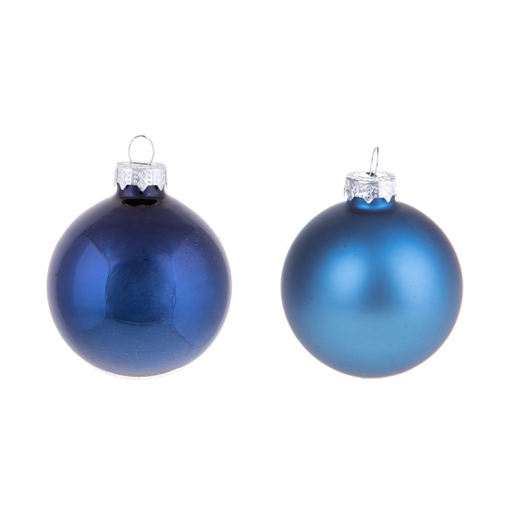 Set 24 Palle di Natale da Appendere ⌀ 4 cm in Vetro Blu