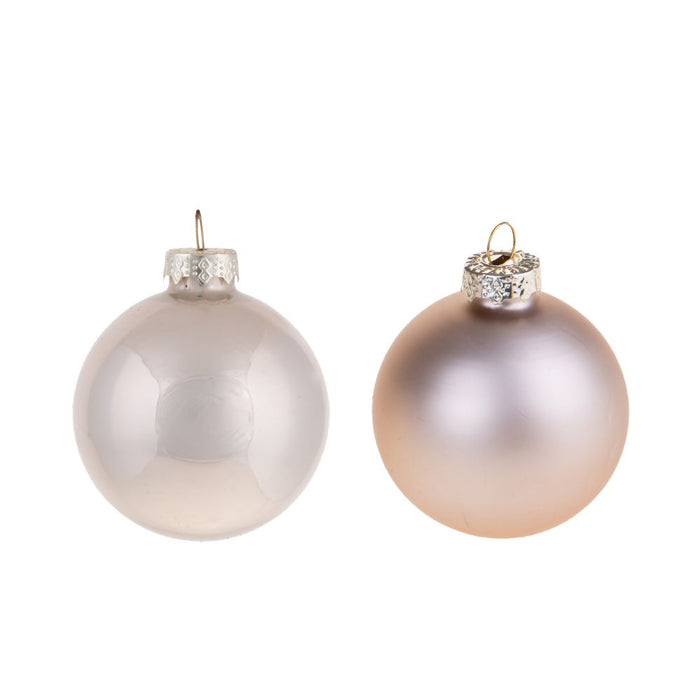 Set 24 Palle di Natale da Appendere ⌀ 4 cm in Vetro Crema