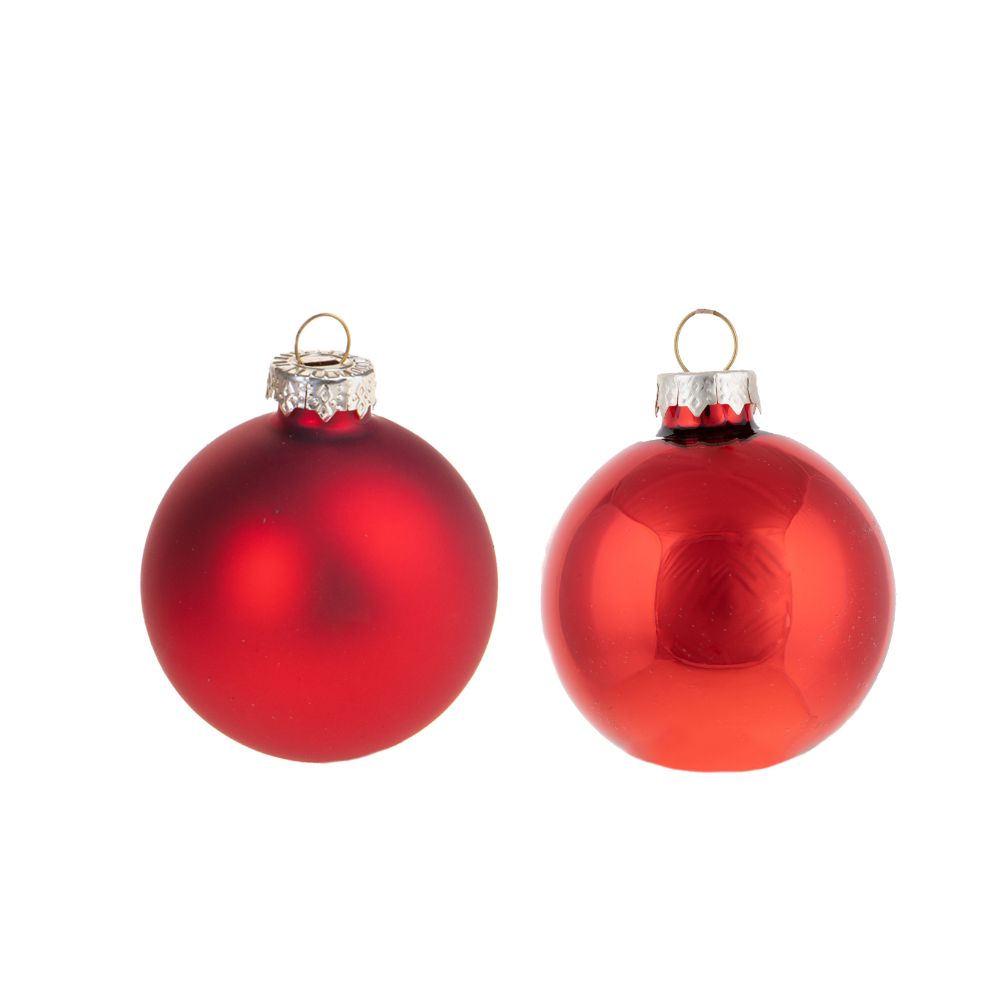 Set 24 Palle di Natale da Appendere ⌀ 4 cm in Vetro Rosso