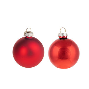 Set 24 Palle di Natale da Appendere ⌀ 4 cm in Vetro Rosso