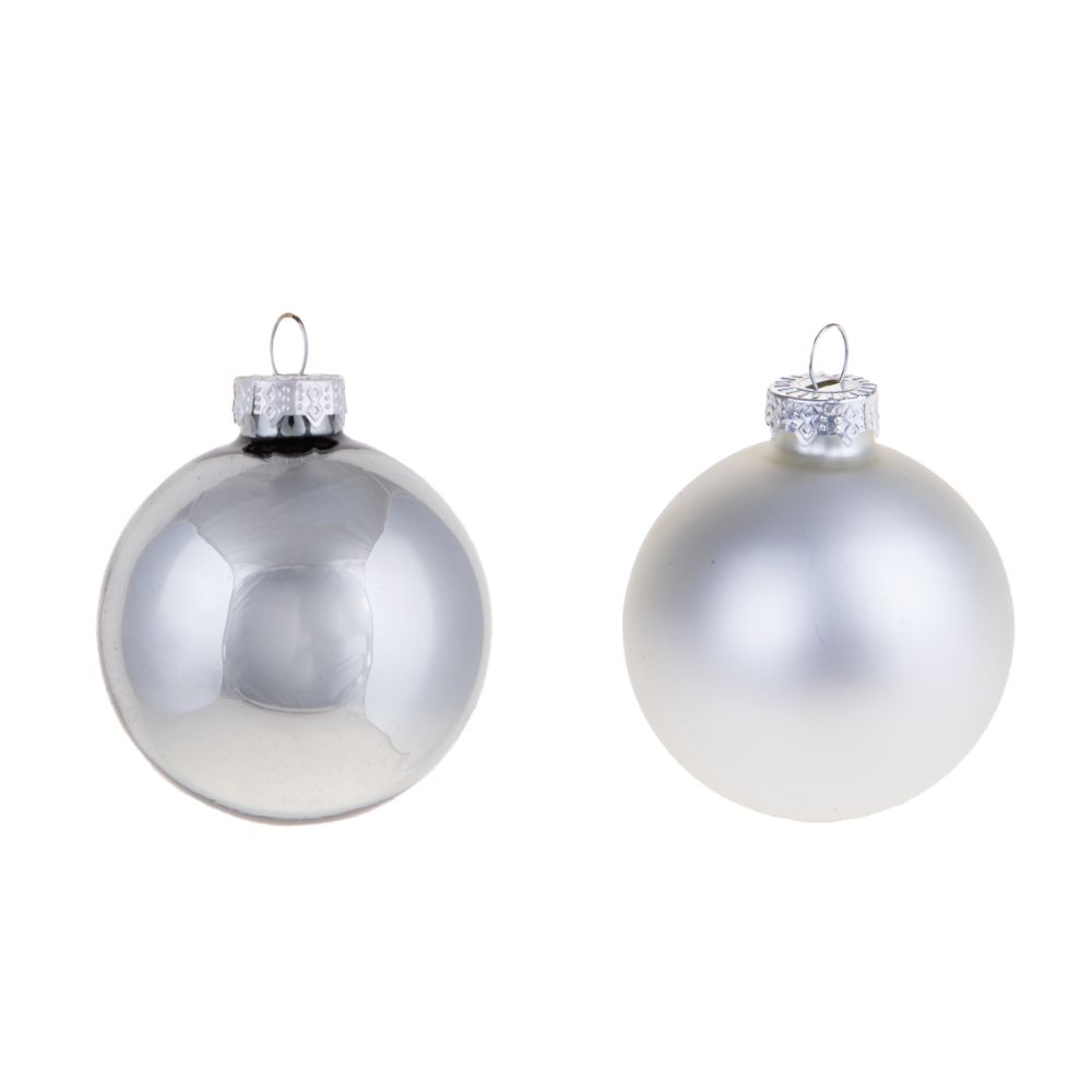 Set 24 Palle di Natale da Appendere ⌀ 4 cm in Vetro Argento