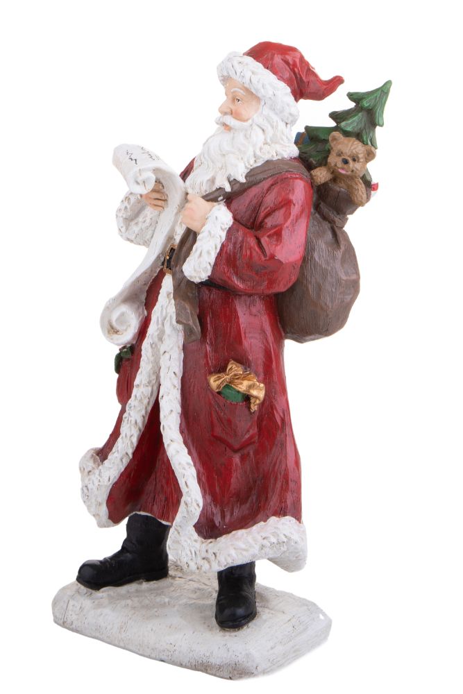 Statuina Babbo Natale con Pergamena 33,5 cm in Resina