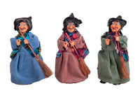 Set 9 Statuine Befana 19 cm in Tessuto e Plastica