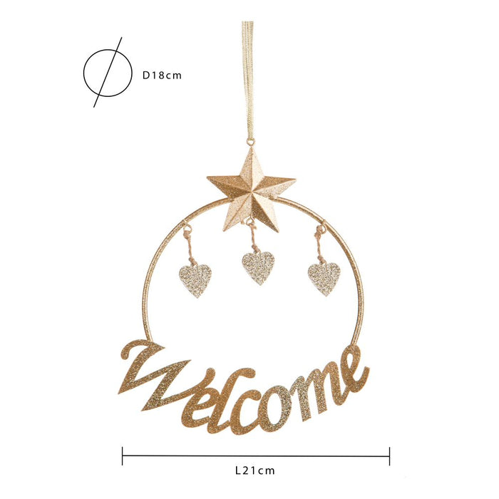 Set 4 Decori con Scritta da Appendere ⌀ 21 cm in Metallo