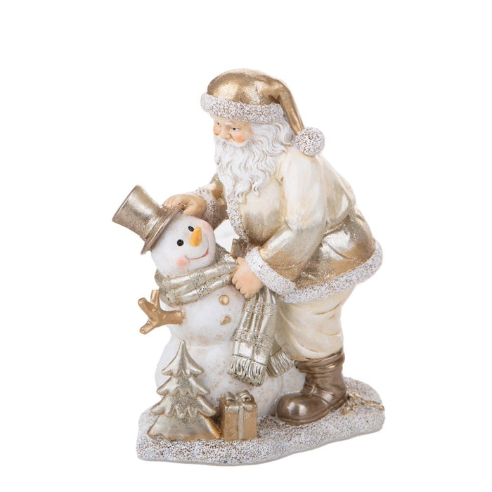 Statuina Babbo Natale con Pupazzo Neve 18,5 cm in Resina