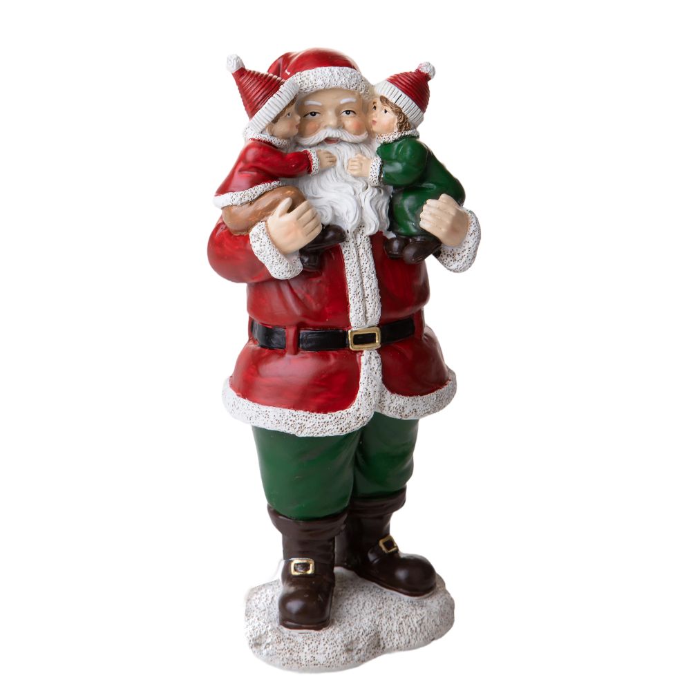 Statuina Babbo Natale con Bambini 21 cm in Resina