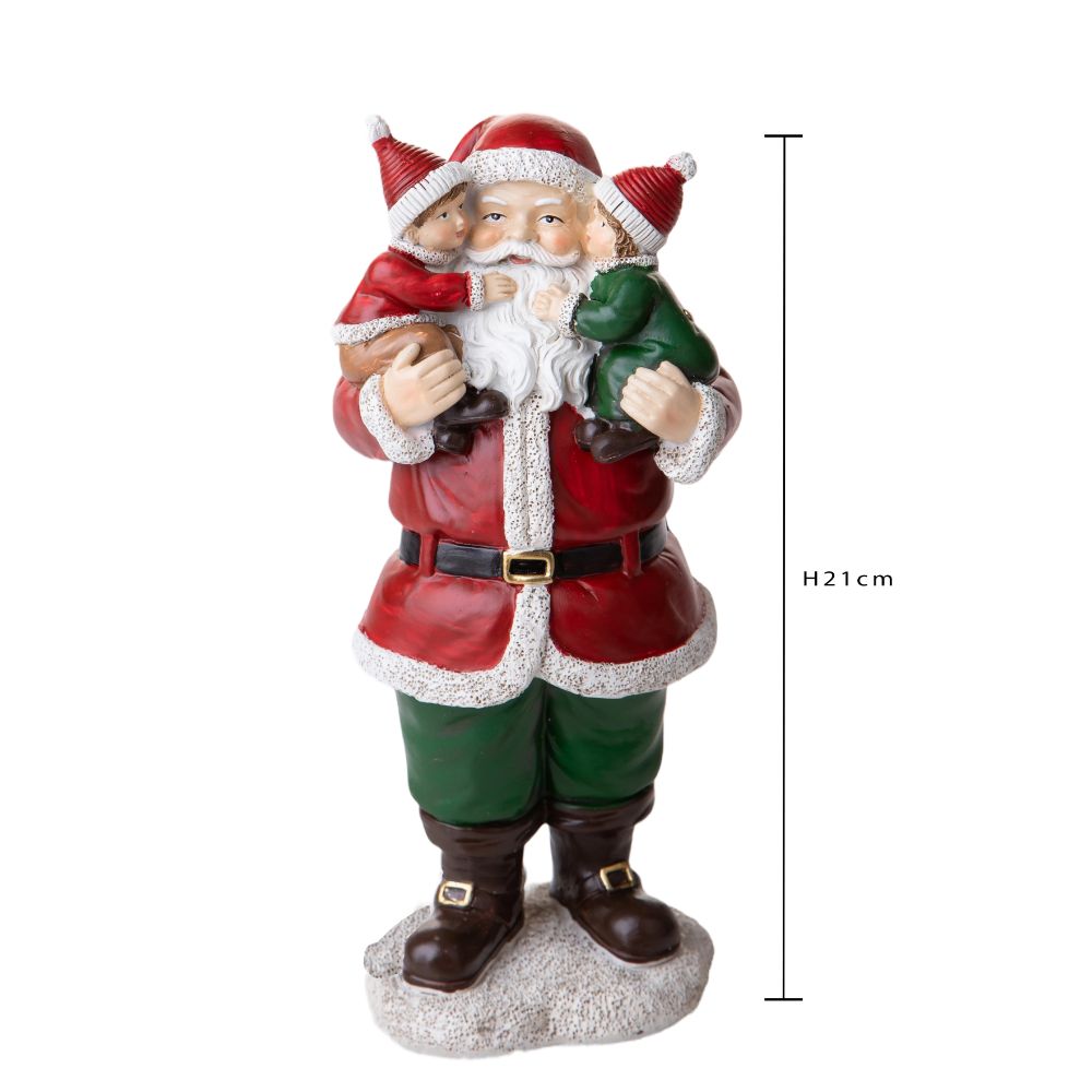 Statuina Babbo Natale con Bambini 21 cm in Resina