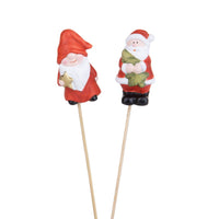 Set 12 Rametti Decorativi Babbo Natale Elfo 7 cm in Sintetico