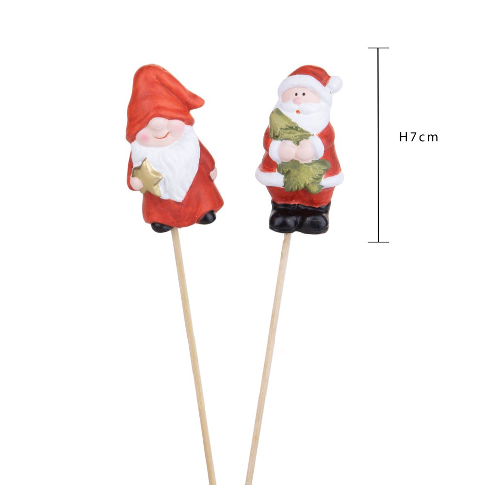 Set 12 Rametti Decorativi Babbo Natale Elfo 7 cm in Sintetico