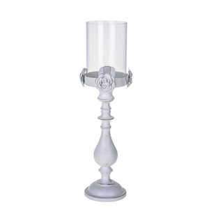 Portacero Decorativo 53 cm in Metallo Bianco