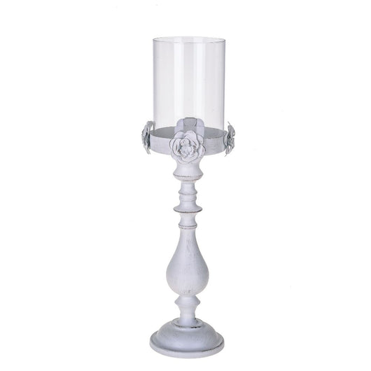 Portacero Decorativo 53 cm in Metallo Bianco