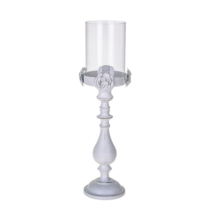 Portacero Decorativo 53 cm in Metallo Bianco