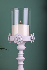 Portacero Decorativo 53 cm in Metallo Bianco