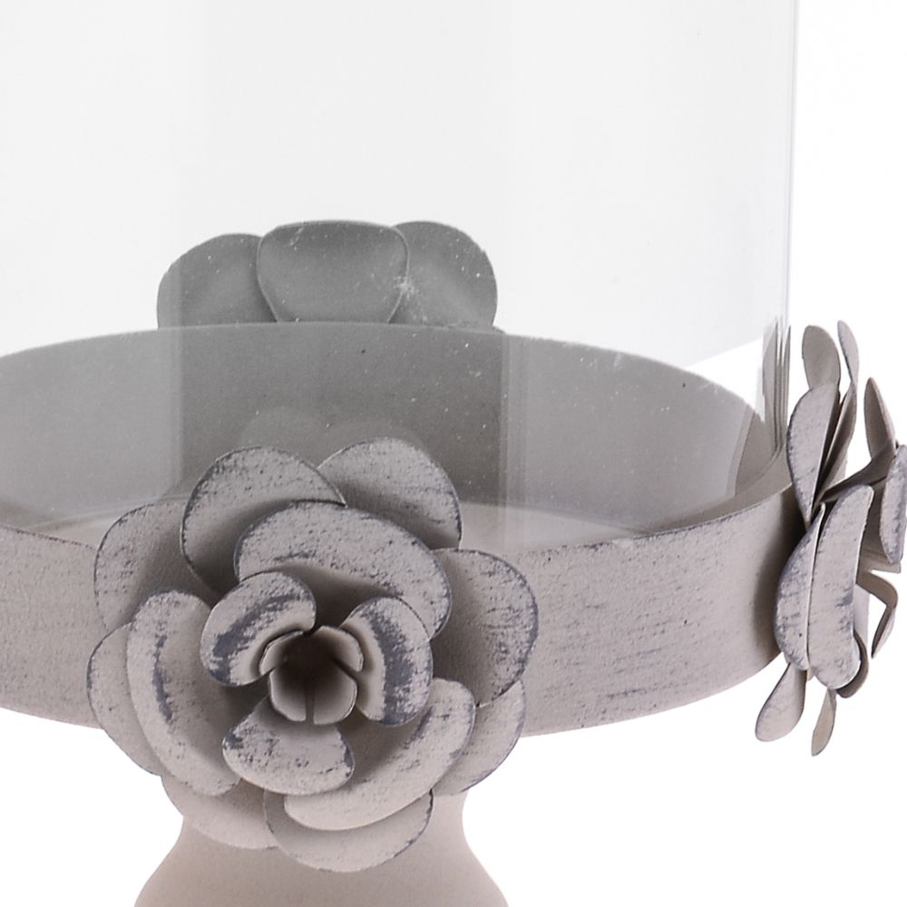 Portacero Decorativo 53 cm in Metallo Grigio