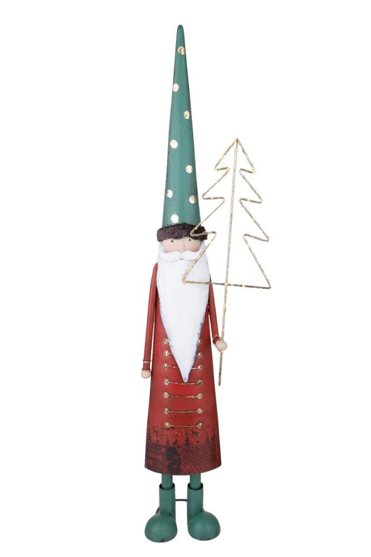 Statuina Babbo Natale con Alberto Led 94 cm in Metallo