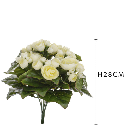 Set 3 Bouquet Artificiale di Begonia Altezza 28 cm