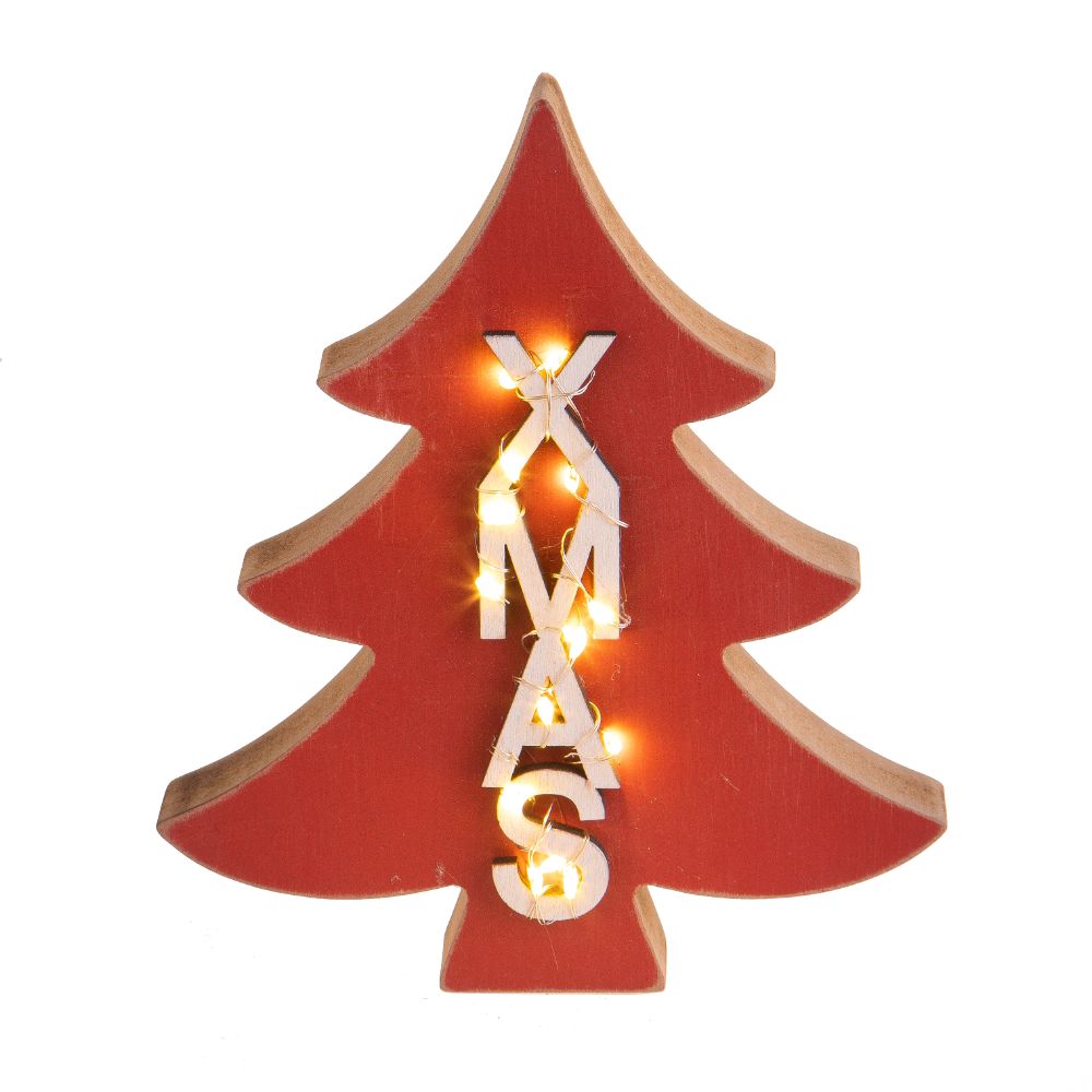 Mini Albero di Natale Decorativo con Led Xmas 18 cm Rosso