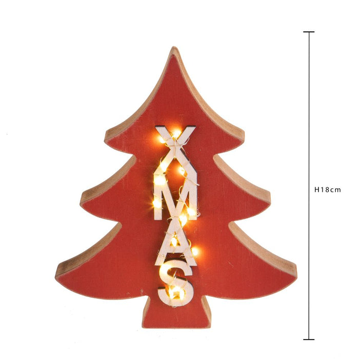 Mini Albero di Natale Decorativo con Led Xmas 18 cm Rosso