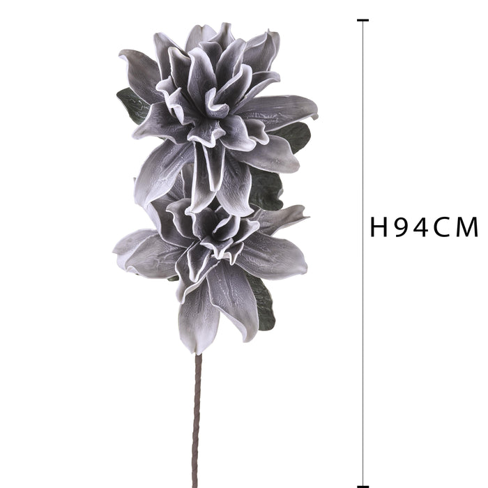 Set 2 Fiori di Dalia Composta da 2 Fiori Artificiali Altezza 94 cm Grigio