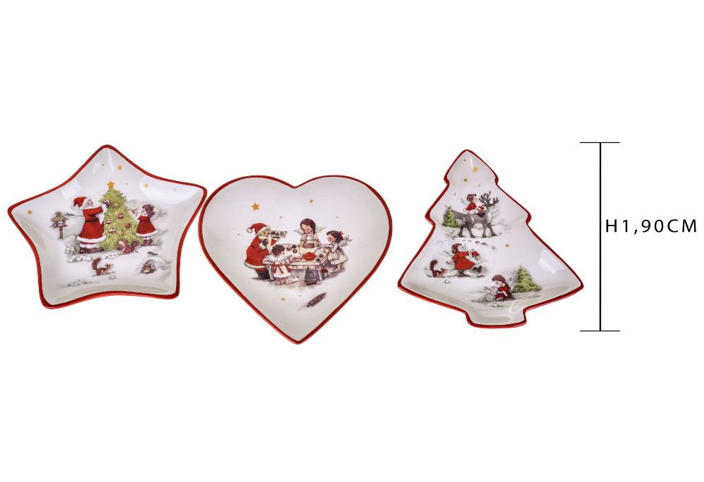 Set 3 Piatti Decorativi Natalizi ⌀ 10 cm in Ceramica