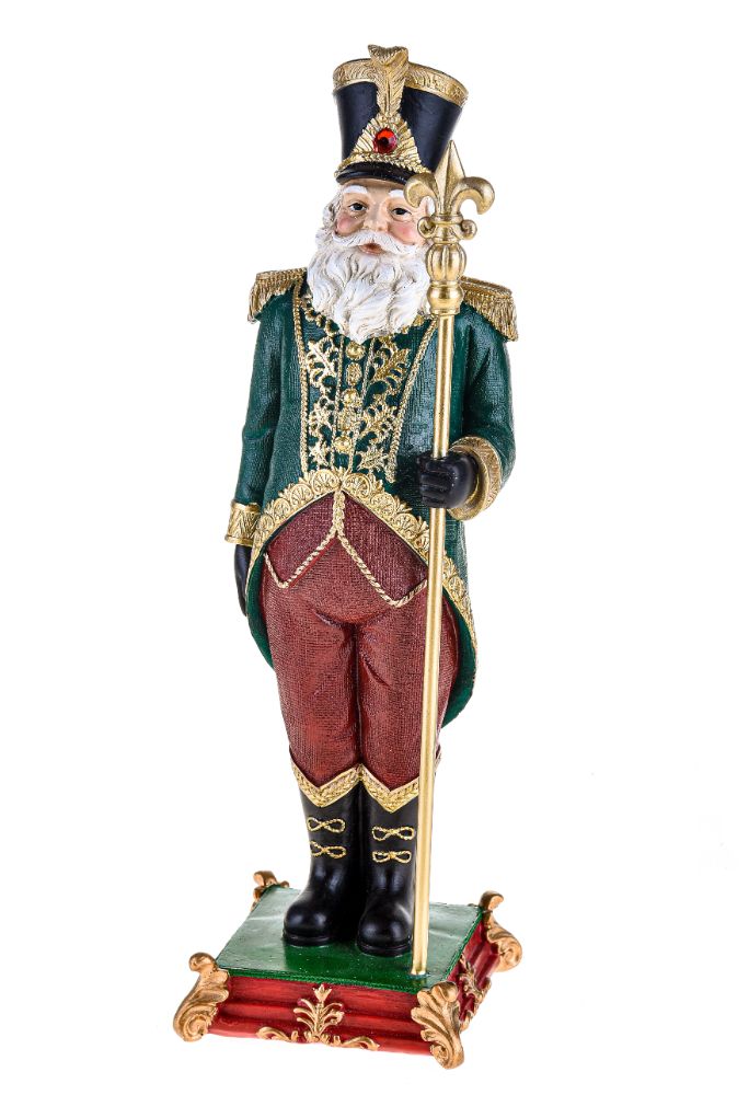 Statuina Babbo Natale con Bastone 33 cm in Resina