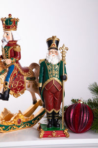 Statuina Babbo Natale con Bastone 33 cm in Resina