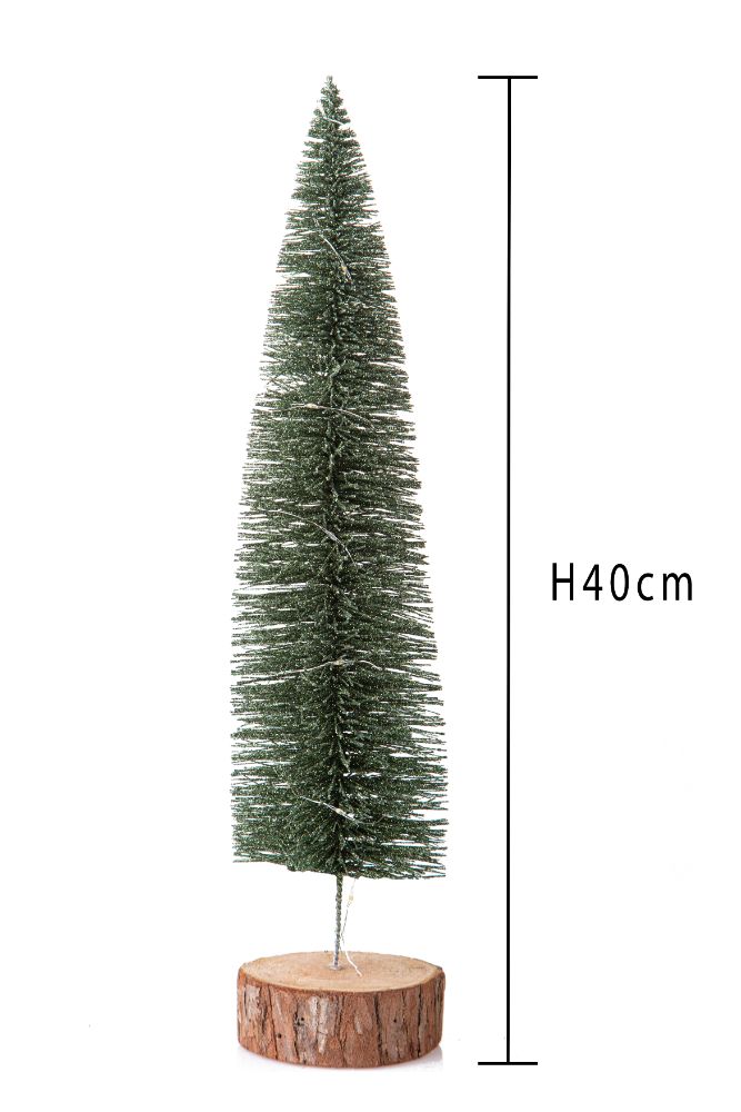 Mini Albero di Natale Decorativo con Glitter 40 cm 30 Led Abete Verde