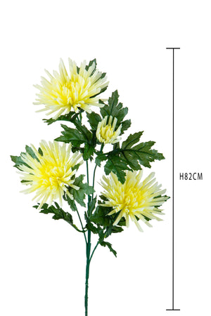 Set 6 Fiori Artificiali di Spidere a 4 Diramazioni Altezza 82 cm Giallo