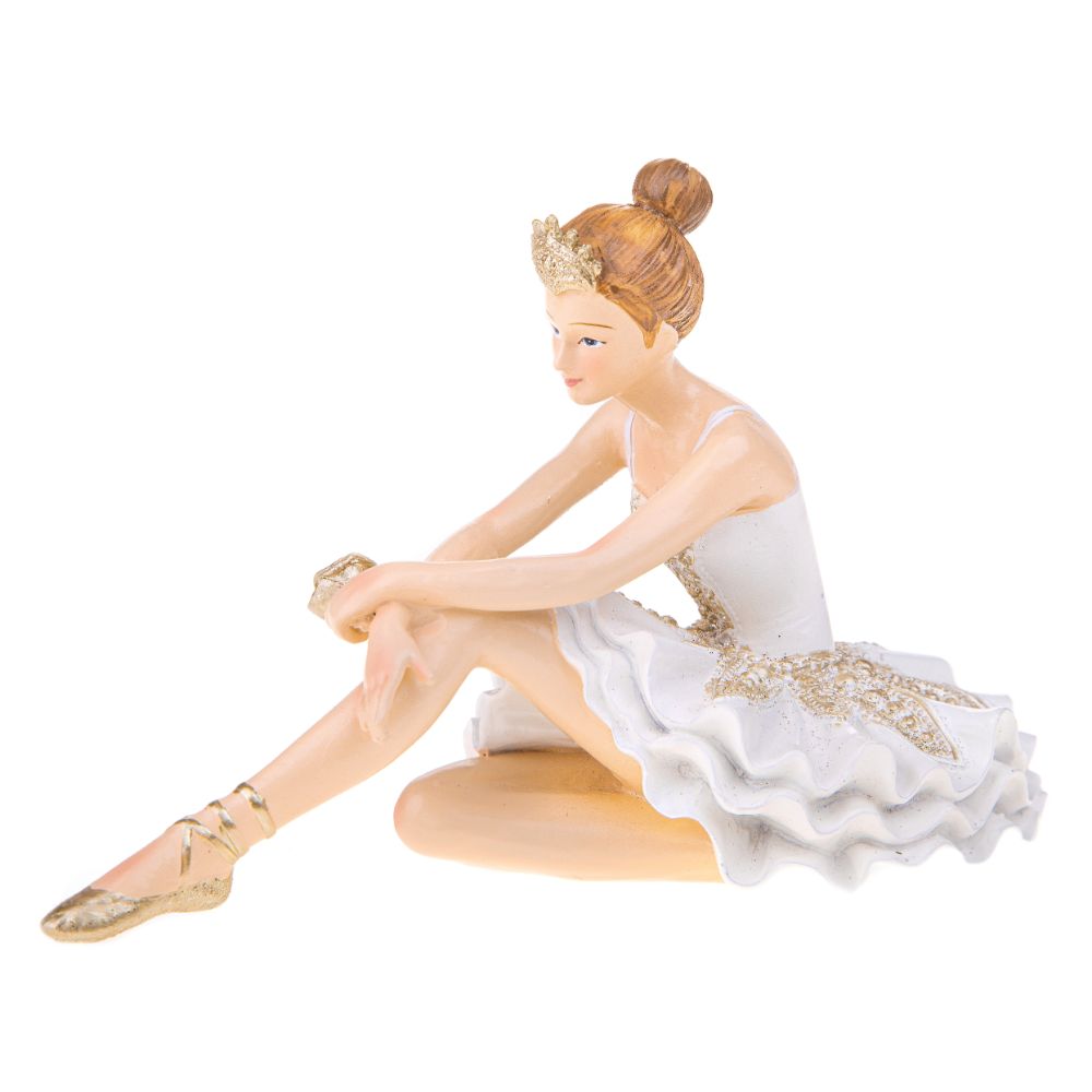 Set 2 Statuine Ballerina Seduta 12 cm in Resina