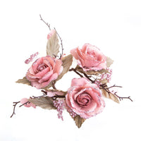 Set 4 Centrotavola con Rose ⌀ 15 cm in Plastica Rosa