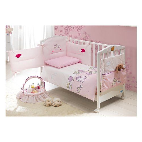 Piumone lettino italbaby 120 0000 121 fattoria set 4 pezzi pony rosa