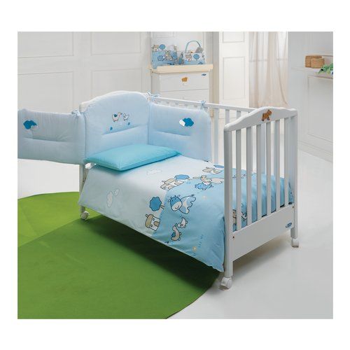 Piumone lettino italbaby 120 0000 122 fattoria set 4 pezzi pony azzurr