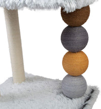 Tiragraffi per Gatti Bianco Rivestimento Peluche con Palle Colorate e Palo in Sisal 52x40x40 cm