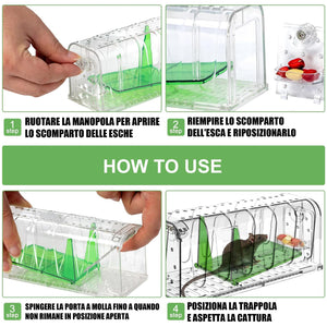 Set 2 Pz Trappola Per Topi Roditori Ecologica In Policarbonato - 8856